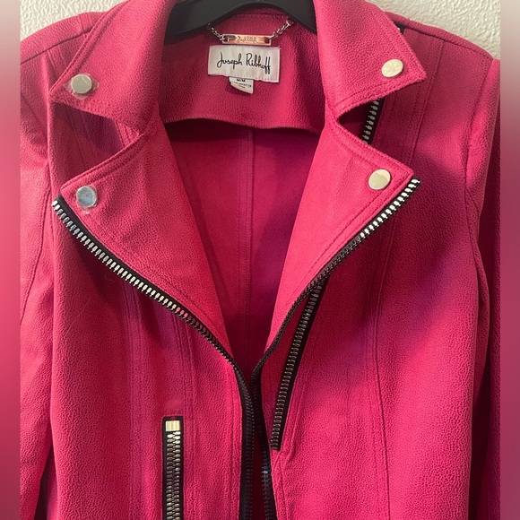 Joseph Ribkoff pink vegan leather jacket - Picture 3 of 6